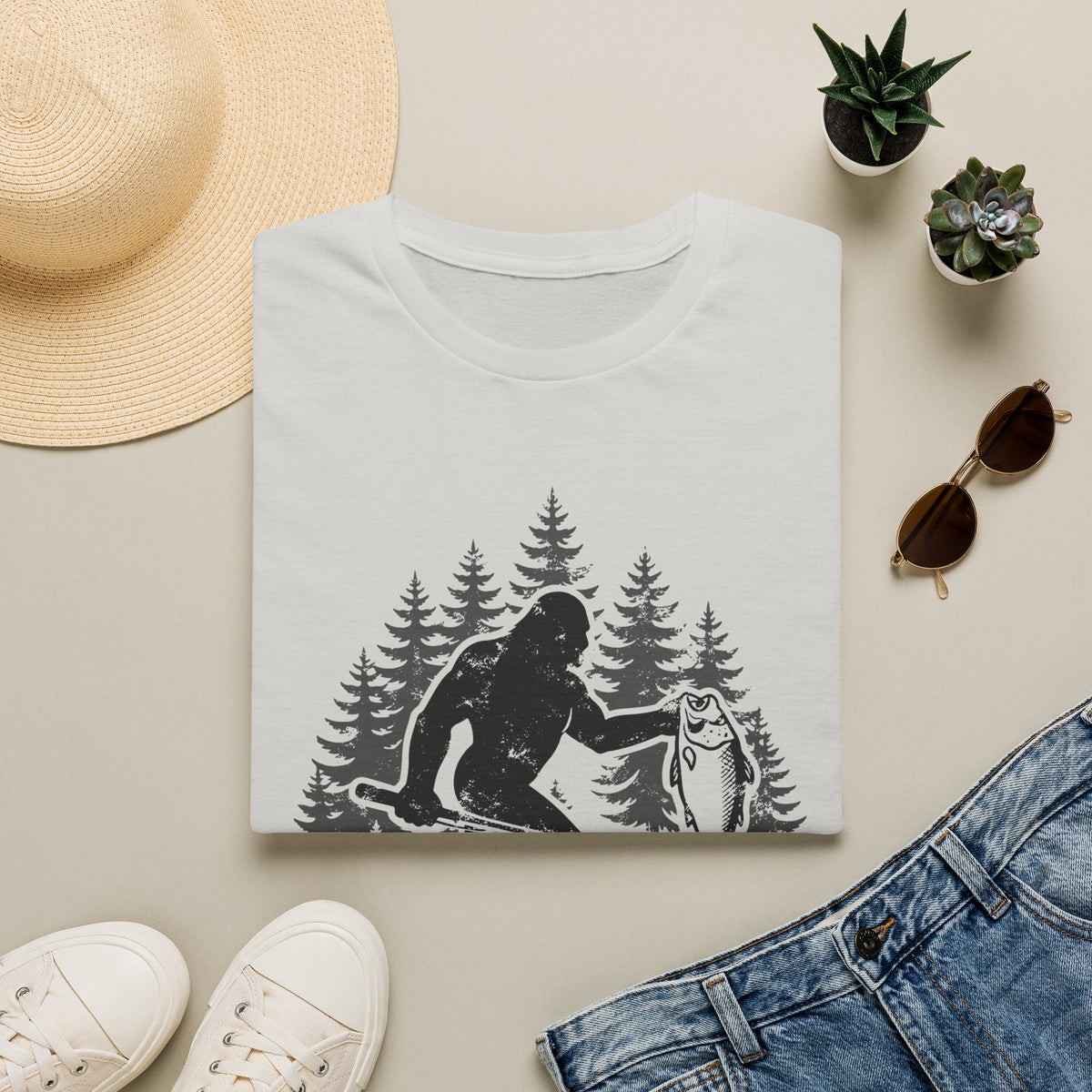 Bigfoot Fishing T-Shirt T-Shirt