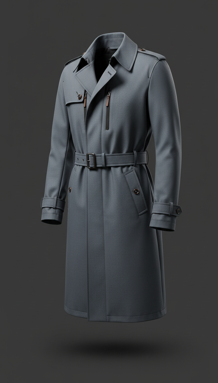 Steel Grey Technical Trench Coat