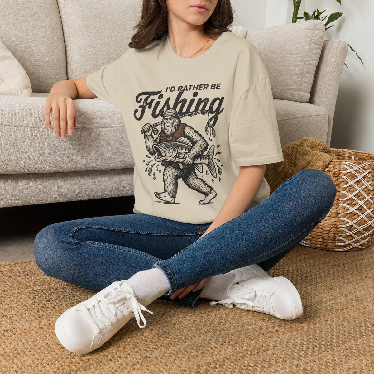 I'd Rather Be Fishing Bigfoot T-Shirt
